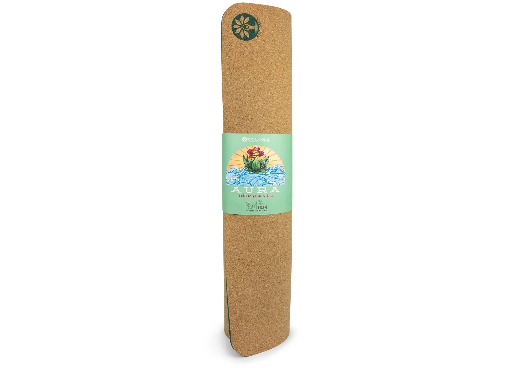 Yolaha Pond of Harmony Aura Cork Yoga Mat + Plant Foam