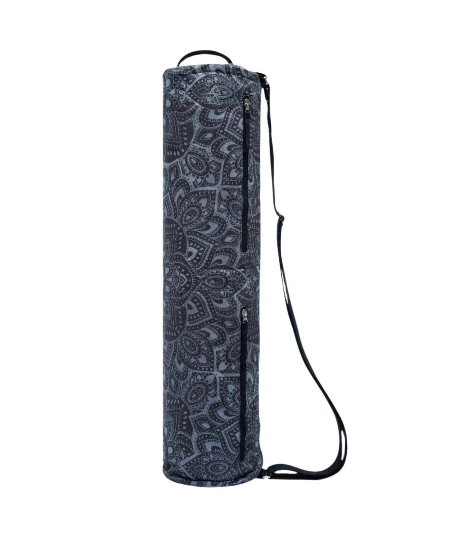 Yoga mat bag with paisley pattern on a white background